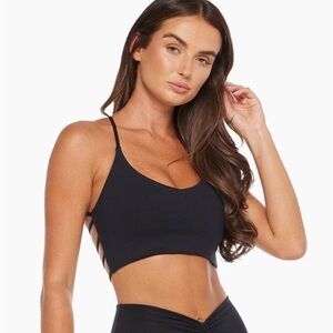Elegant Black Strappy Sports Bra